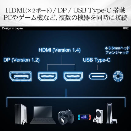 モニター 32インチ フレームレス HDR ディスプレイ WQHD 2560x1440 IPS HDMI Type-C ノングレア PCモニタ スピーカー内蔵 IRIE FFF-LD32P3D