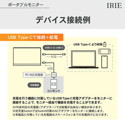 モバイルモニター 15.6インチ フルHD HDMI USB Type-C IPS 液晶モニター 液晶ディスプレイ ポータブルモニター IRIE FFF-LD1502
