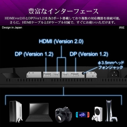 ゲーミングモニター 280hz 24.5インチ HDR対応 PS5 Fast IPS AC電源内蔵 フルHD ゲーミング ディスプレイ 1920x1080 HDMI 2.0 MPRT 1ms ノングレア PCモニタ IRIE FFF-LD25G2B